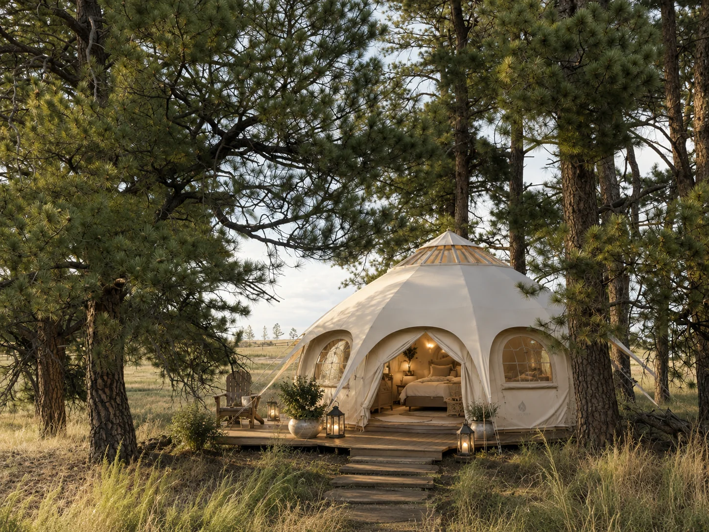Starlight Hollow glamping retreat tucked into the trees at Raison d’Être Ranch